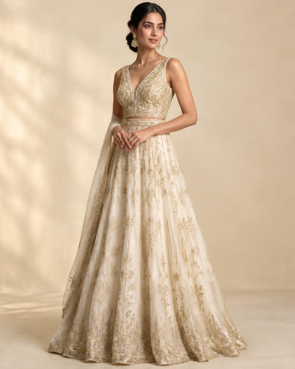 Ivory Embroidered Gown